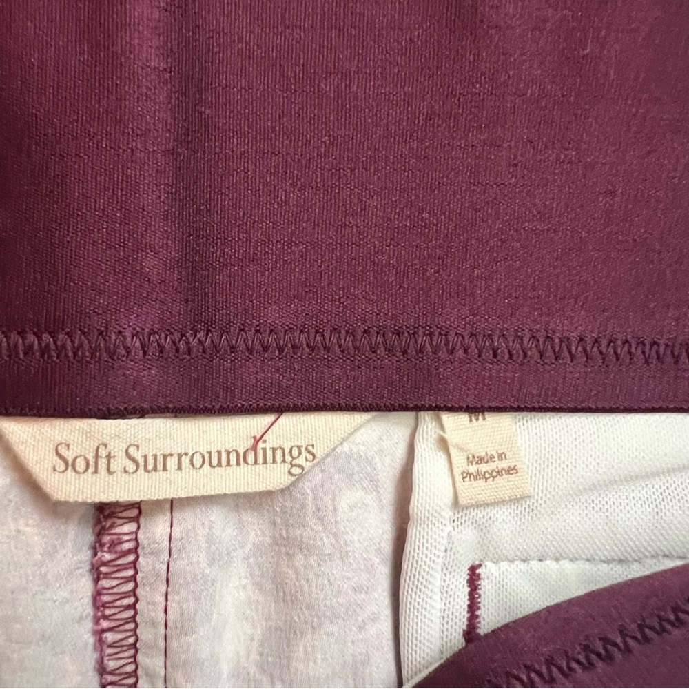 NWT Soft surroundings size medium pink flowers stretch straight leg crop pants - Picture 4 of 10